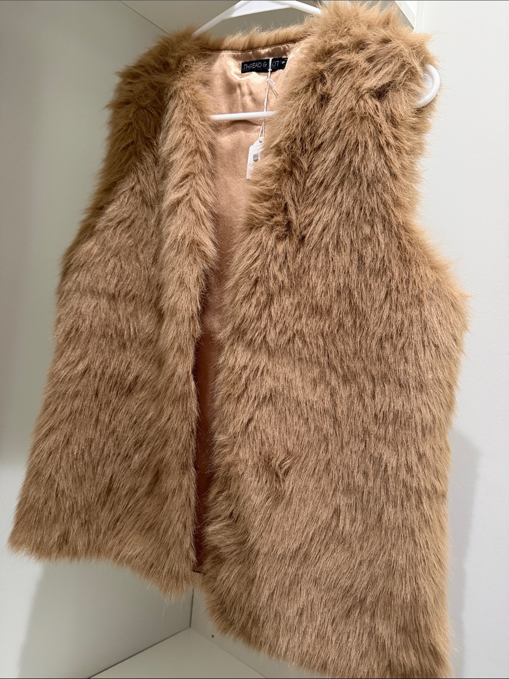 Thread & Supply Faux Fur Vest in Camel Brown